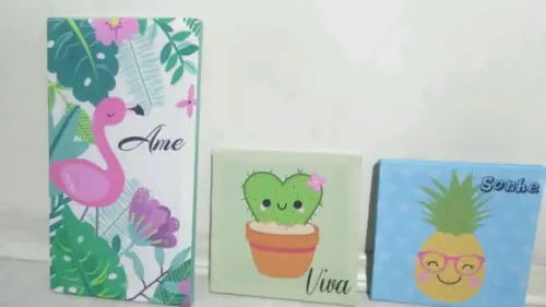 Trio de quadros Tropical