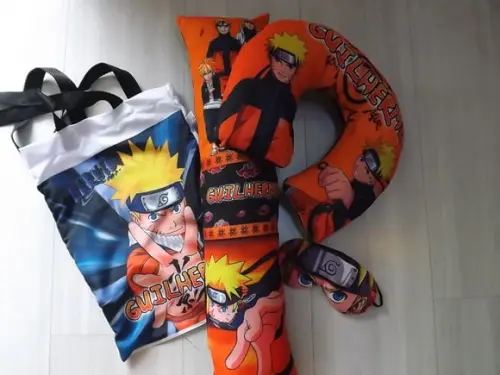 Kit Almofada para cinto de segurança e Kit Viagem Naruto