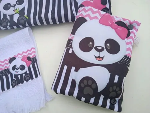 Kit Festa do Pijama Luxo Panda Listrado