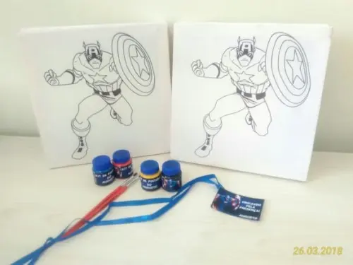 Kit Tela de Pintura Guache Capitão América