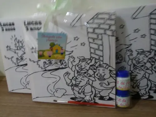 Kit Tela de Pintura Guache Os 3 porquinhos