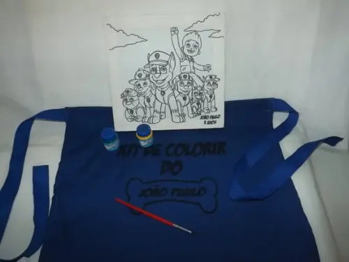Kit Tela de Pintura Patrulha Canina Com Avental