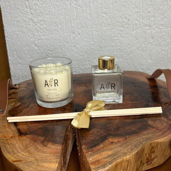 Kit Vela Aromática e Difusor de Aroma Personalizado
