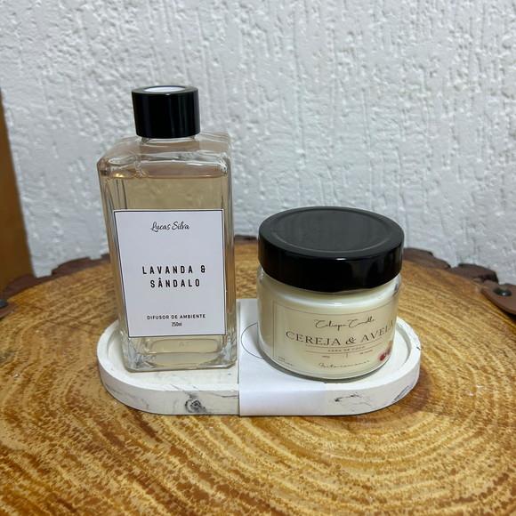 Kit Personalizado com Vela Aromática, Bandeja e Difusor
