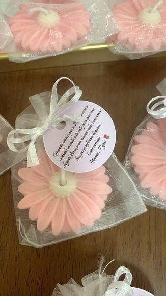 Vela Aromática Margarida Personalizada para Eventos com Tag