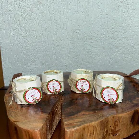 Vela no Pote de Gesso Natal com Tag Personalizada