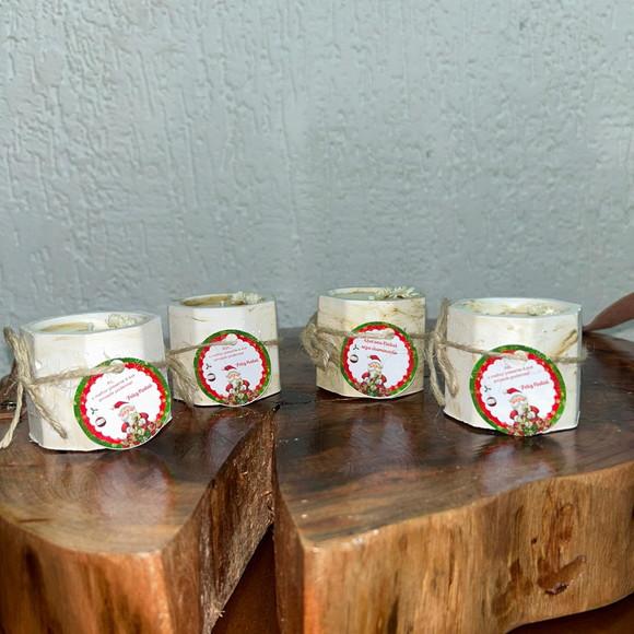 Vela no Pote de Gesso Natal com Tag Personalizada