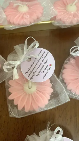 Vela Aromática Margarida Personalizada para Eventos com Tag
