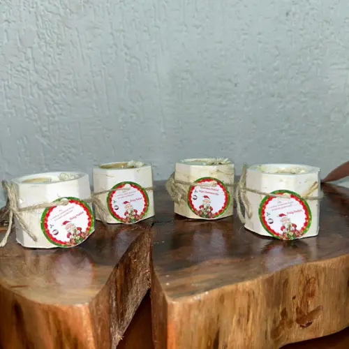 Vela no Pote de Gesso Natal com Tag Personalizada