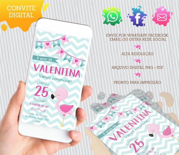 Convite digital Flamingos