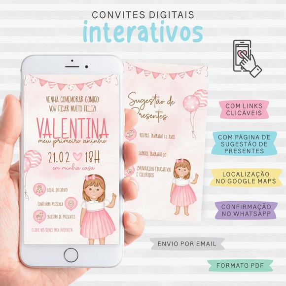 Convite Digital Interativo Menina