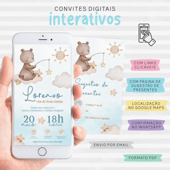 Convite Digital Interativo Ursinho