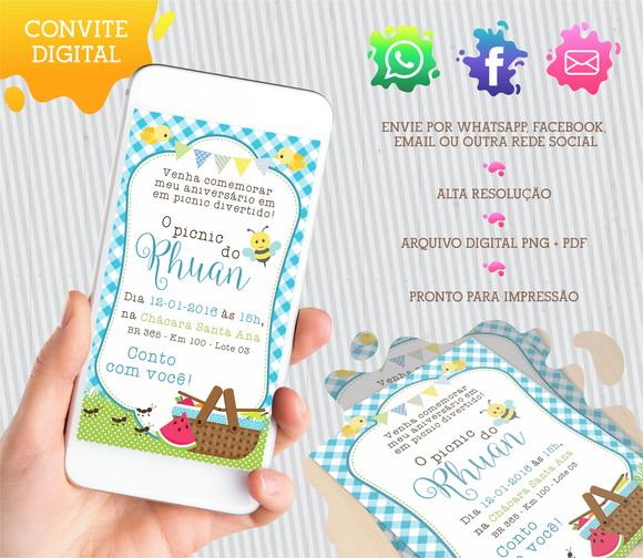 Convite digital Picnic Menino