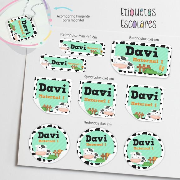Kit 100 Etiquetas Escolares - Fazendinha