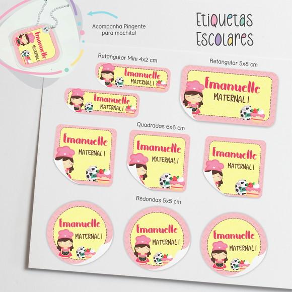 Kit 100 Etiquetas Escolares - Pequena Confeiteira