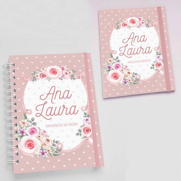Kit Caderneta de Vacinas + Porta Documentos Floral