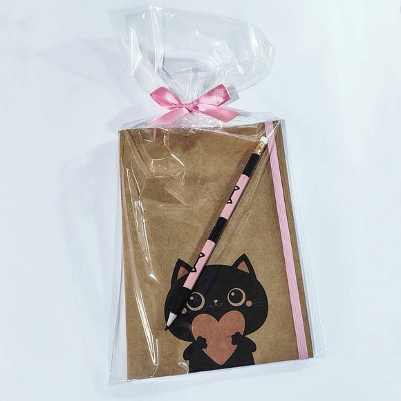 Kit com Bloquinho A5 Brochura + Lápis + Embalagem
