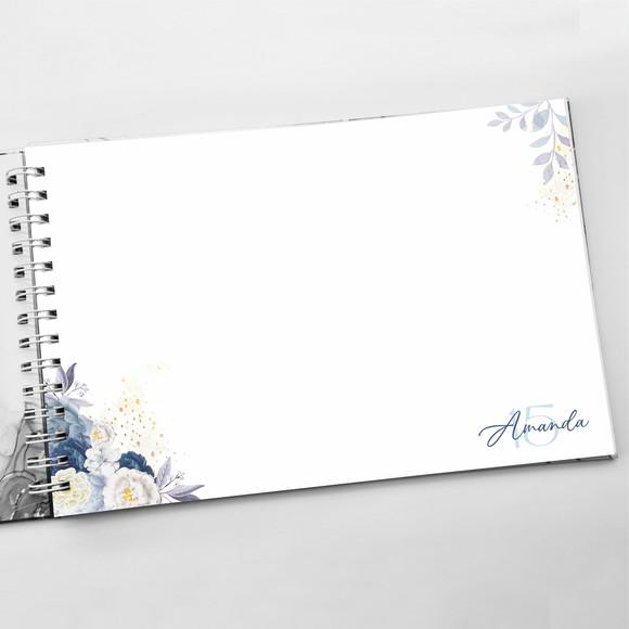 Livro de Mensagens Grande - 15 Anos - Floral Azul