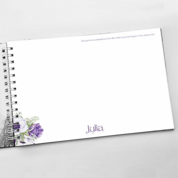 Livro de Mensagens Grande - 15 Anos - Floral Lilás