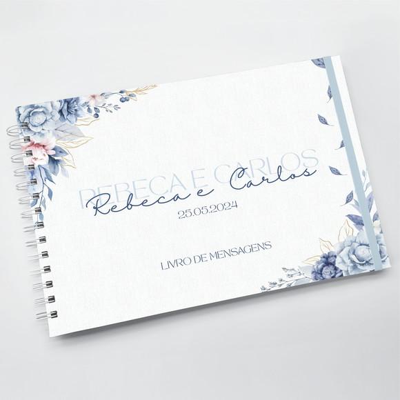 Livro de Mensagens Grande - Casamento - Azul Sereno