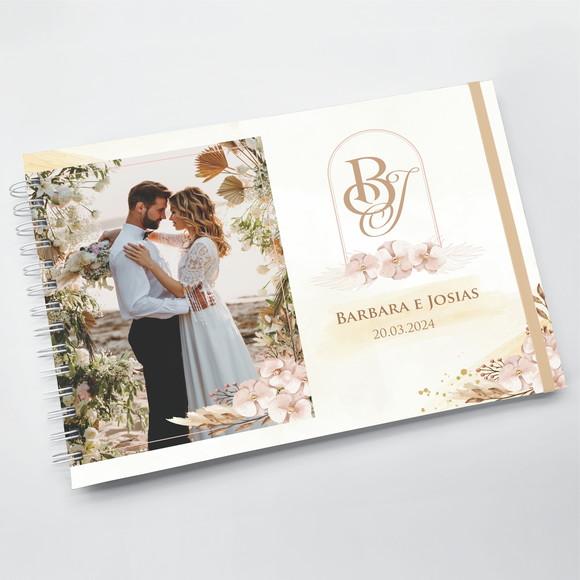 Livro de Mensagens Grande - Casamento - Floral Nude