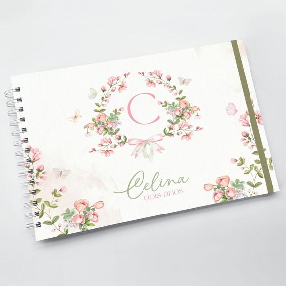 Livro de Mensagens Grande - Infantil - Jardim Rosa
