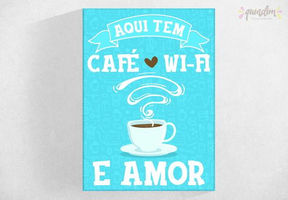 Placa decorativa - Café e Wi-fi
