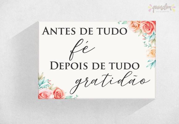 Placa decorativa - Fé e Gratidão