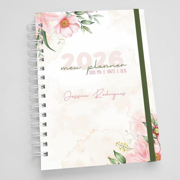 Planner A5 Personalizado Floral Salmão