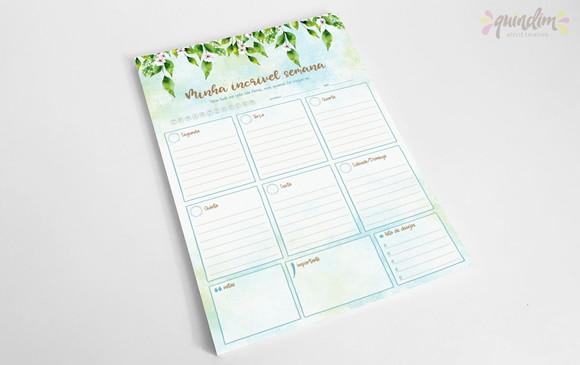 Planner Semanal de Mesa - em Bloco - Floral