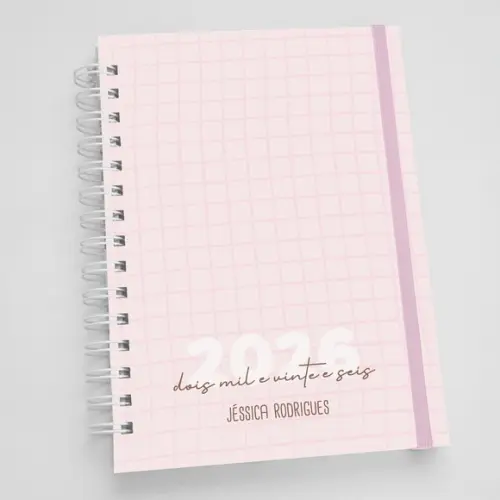 Agenda A5 Personalizada Padrão Rosa