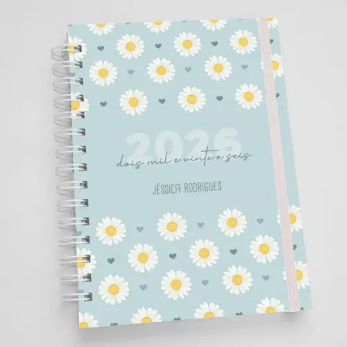 Agenda A5 Personalizada Floral Azul