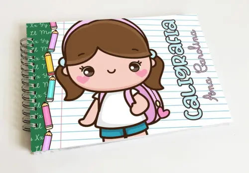 Caderno de Caligrafia Menina - Personalizado