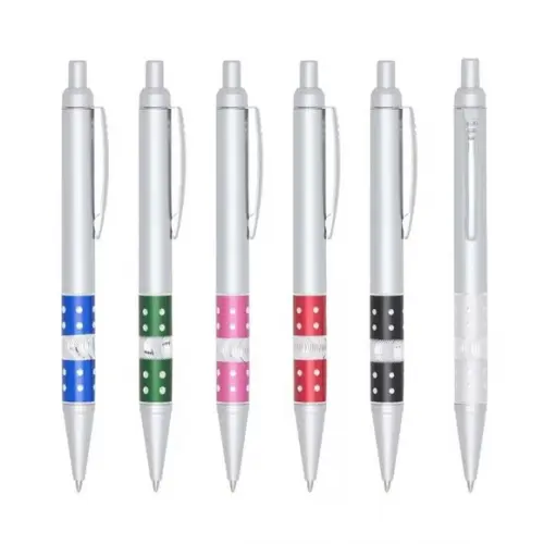 Caneta Plástica Prata Retrátil - Personalizavél