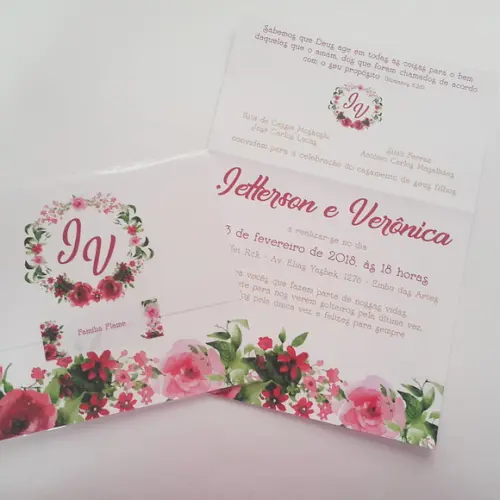 Convite Casamento Impresso - Modelo Laila