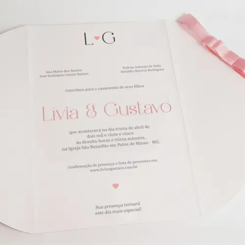 Convite Casamento Impresso - Modelo Lívia