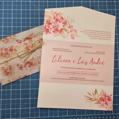 Convite Casamento Impresso - Modelo Liliene