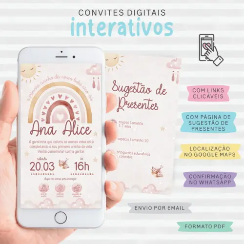 Convite Digital Interativo Arco Íris
