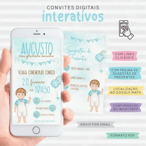 Convite Digital Interativo Menino