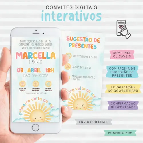 Convite Digital Interativo Primeira Volta ao Sol