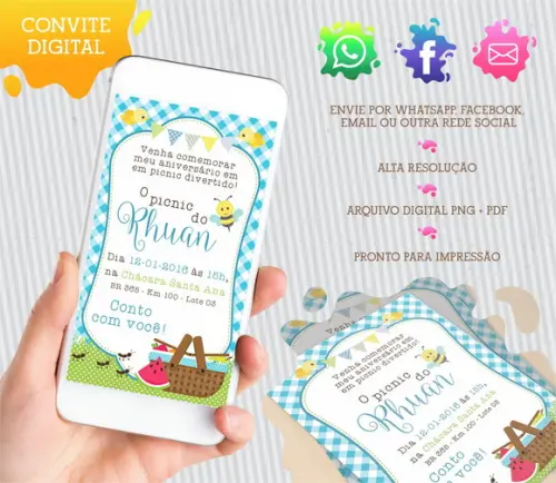 Convite digital Picnic Menino