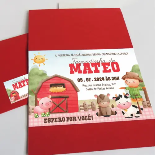 Convite Impresso Personalizado com Envelope Aberto