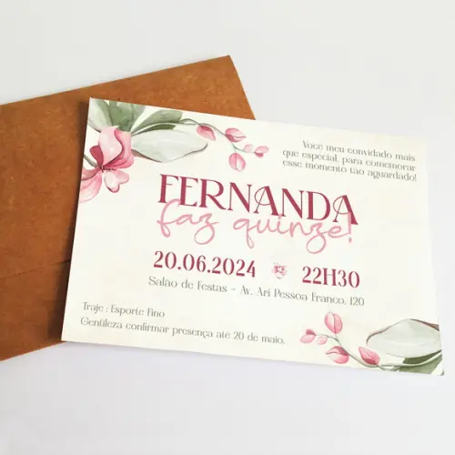 Convite Impresso Personalizado com Envelope