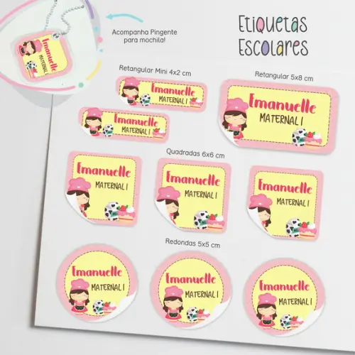 Kit 100 Etiquetas Escolares - Pequena Confeiteira