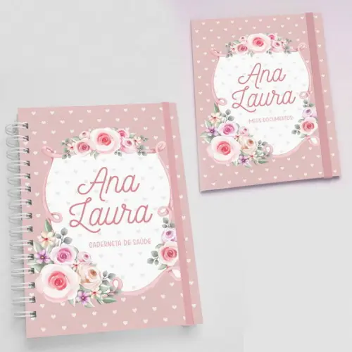 Kit Caderneta de Vacinas + Porta Documentos Floral