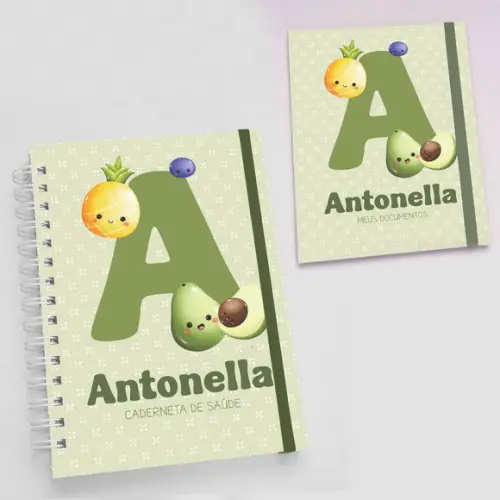 Kit Caderneta de Vacinas + Porta Documentos Frutinhas