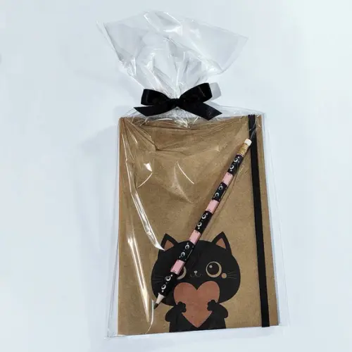 Kit com Bloquinho A5 Brochura + Lápis + Embalagem