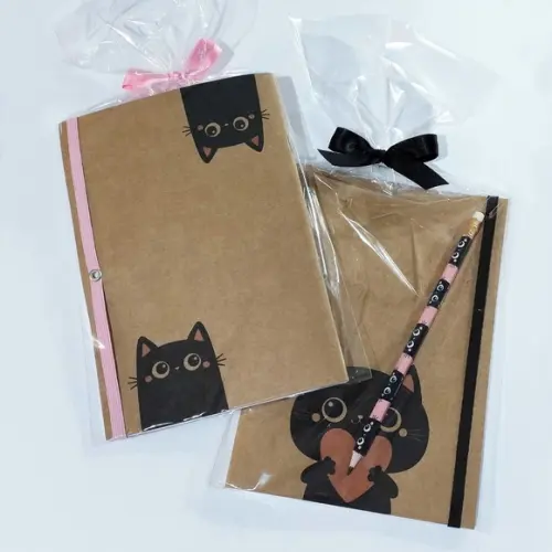 Kit com Bloquinho A5 Brochura + Lápis + Embalagem