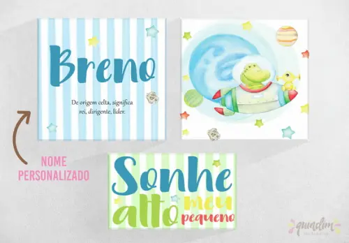 Kit Placas decorativas - Sonhe Alto Menino