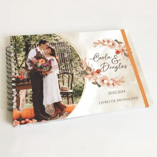 Livro de Mensagens Casamento - Laranja Tangerina